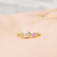Jade, Lab Diamond and Pink Sapphire Ring