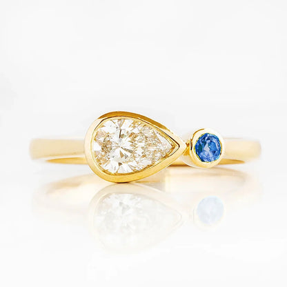 Jade, Lab Diamond and Blue Sapphire Ring