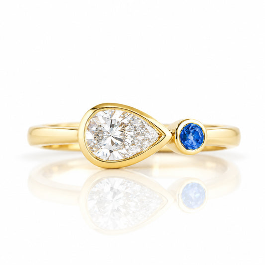 Jade, Lab Diamond and Blue Sapphire Ring