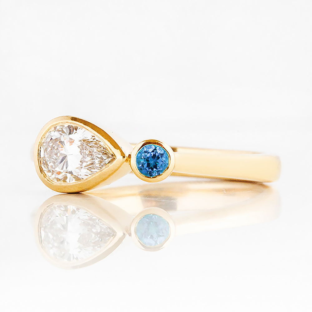 Jade, Lab Diamond and Blue Sapphire Ring
