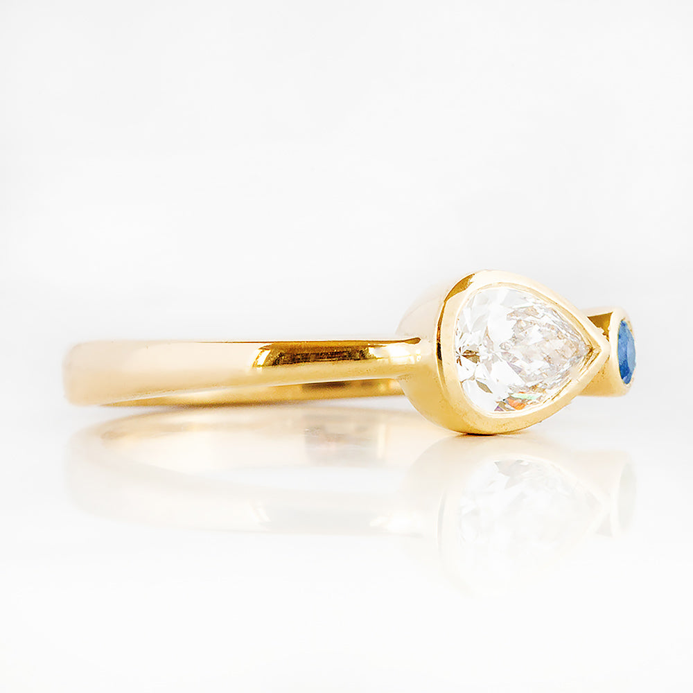 Jade, Lab Diamond and Blue Sapphire Ring