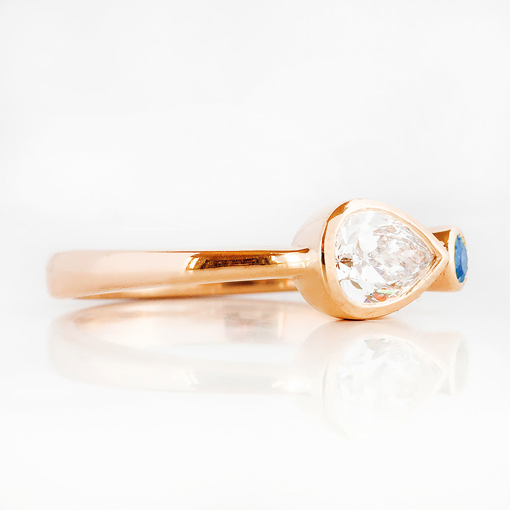 Jade, Lab Diamond and Blue Sapphire Ring