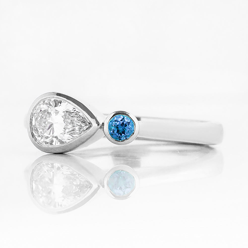 Jade, Lab Diamond and Blue Sapphire Ring