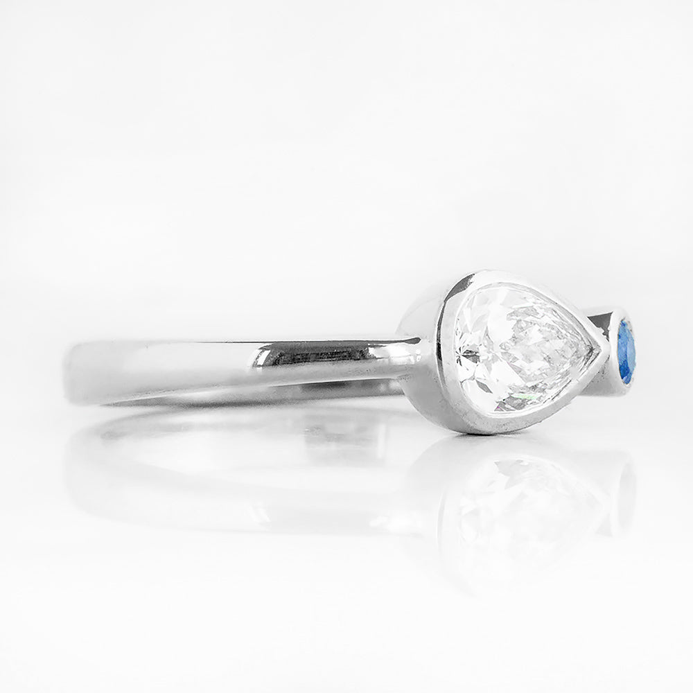 Jade, Lab Diamond and Blue Sapphire Ring