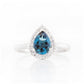 Pear cut London Blue Topaz and Diamond Halo Engagement Ring - Victoria's Jewellery