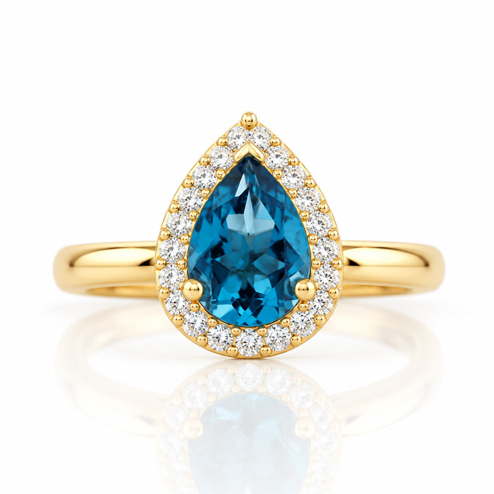Clara, a London Topaz and Diamond Engagement Ring - Victoria's Jewellery