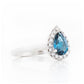 Pear cut London Blue Topaz and Diamond Halo Engagement Ring - Victoria's Jewellery