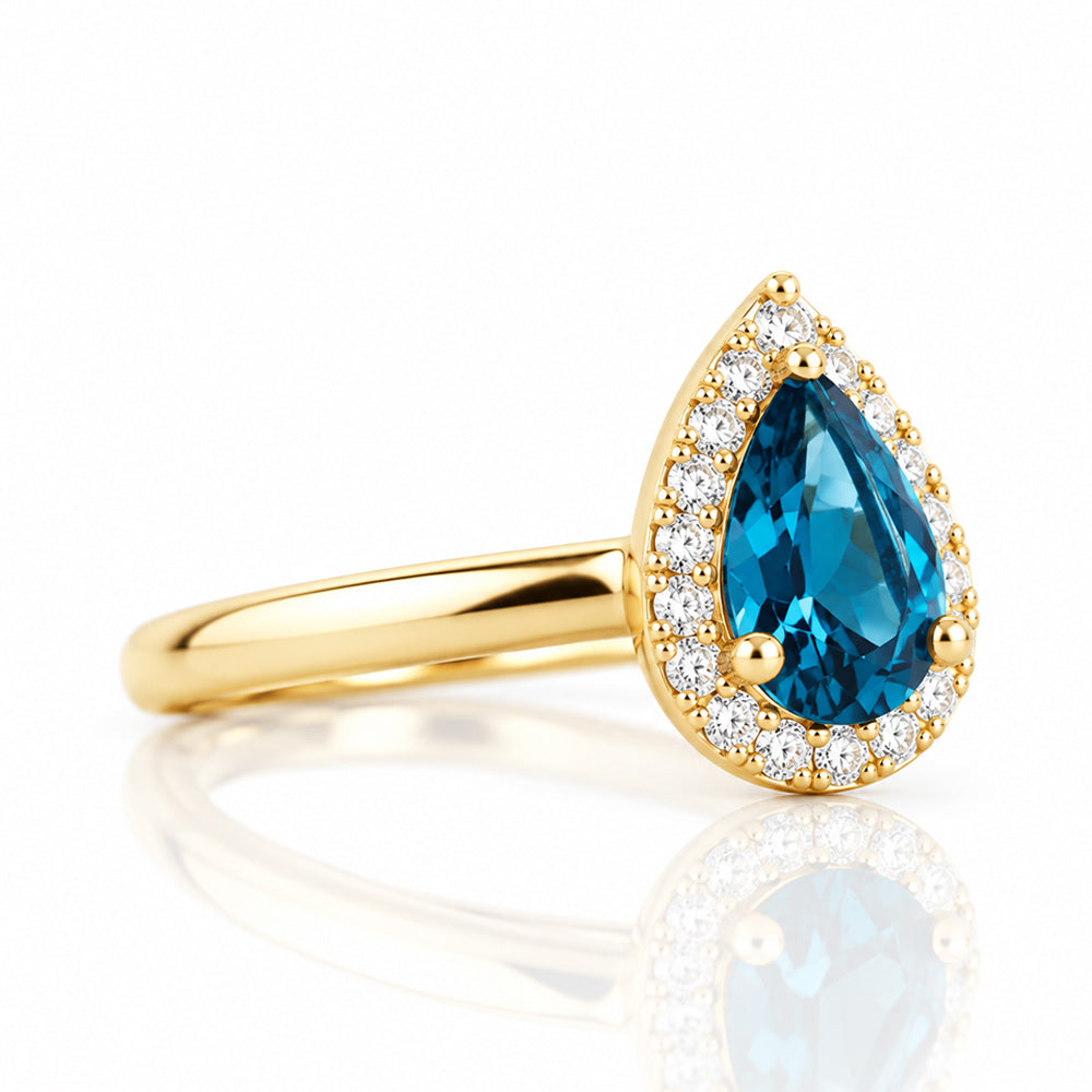 Clara, a London Topaz and Diamond Engagement Ring - Victoria's Jewellery