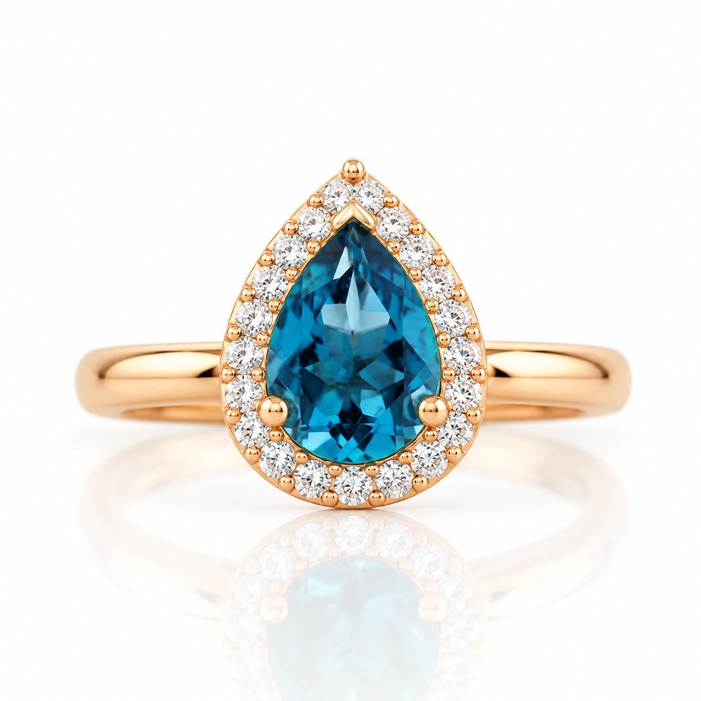 Clara, a London Topaz and Diamond Engagement Ring - Victoria's Jewellery