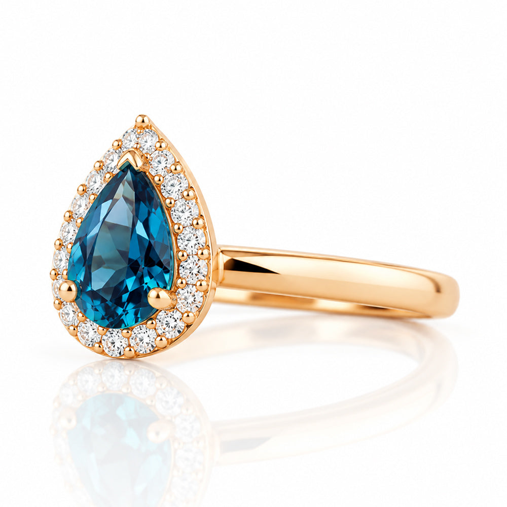 Clara, a London Topaz and Diamond Engagement Ring - Victoria's Jewellery