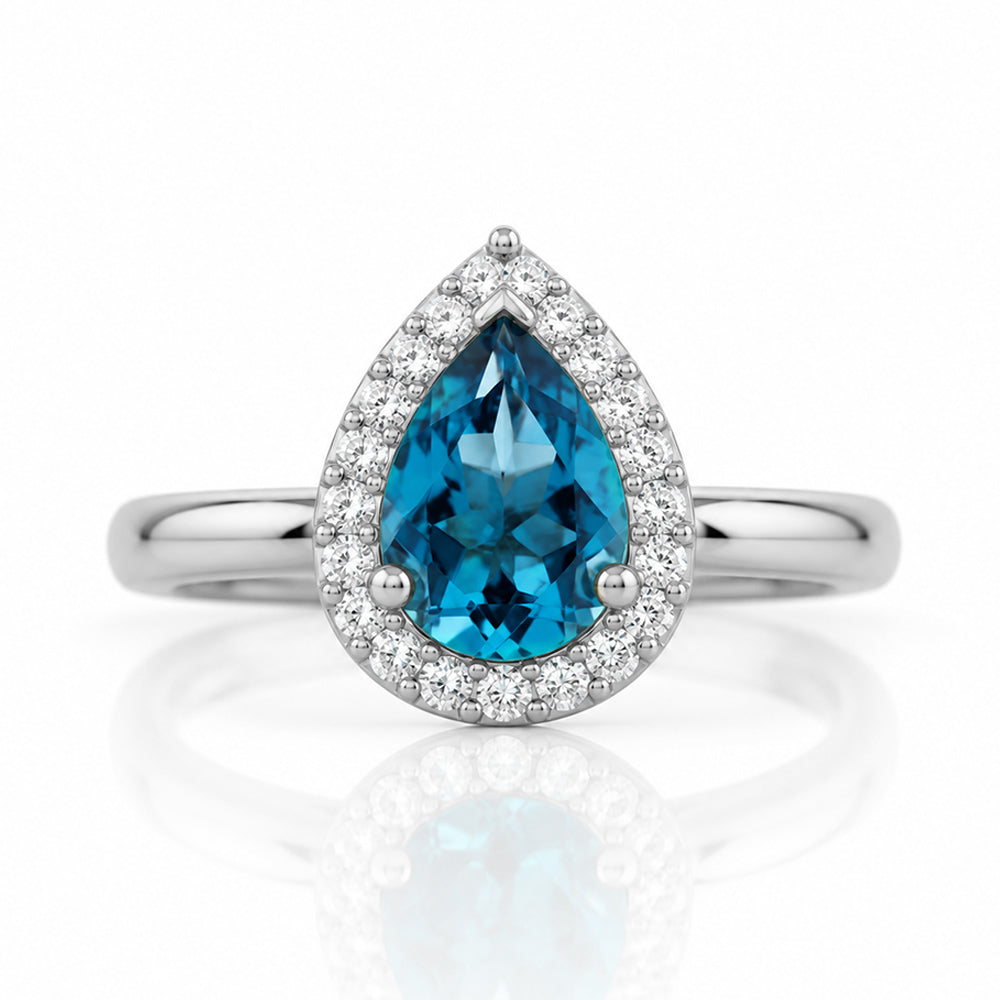 Clara, a London Topaz and Diamond Engagement Ring - Victoria's Jewellery
