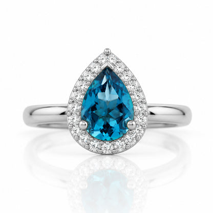 Clara, a London Topaz and Diamond Engagement Ring - Victoria's Jewellery