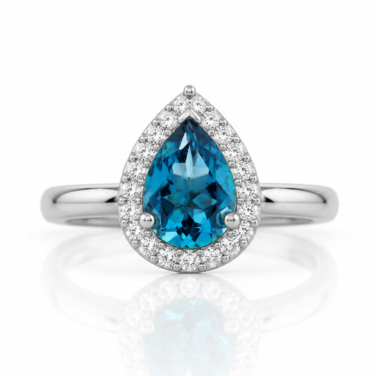 Clara, a London Topaz and Diamond Engagement Ring - Victoria's Jewellery