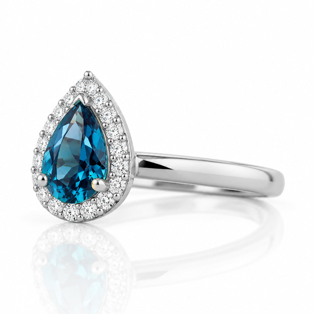 Clara, a London Topaz and Diamond Engagement Ring - Victoria's Jewellery