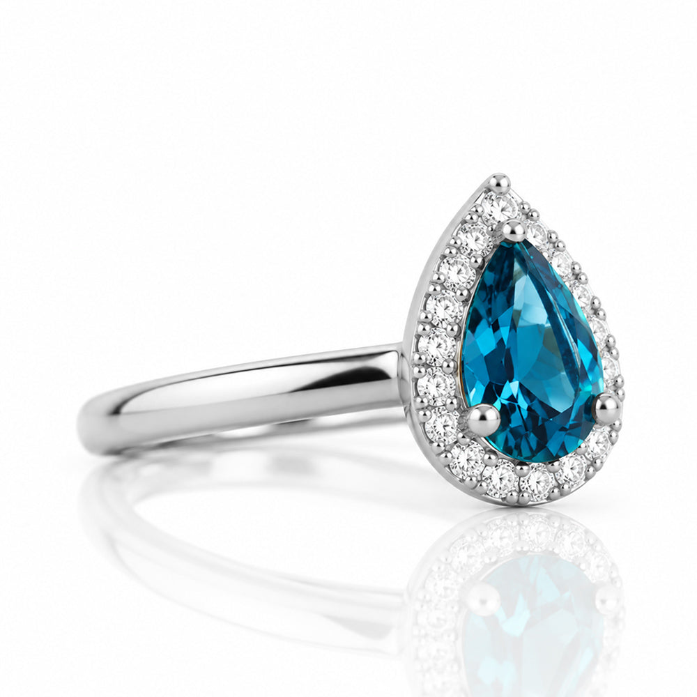 Clara, a London Topaz and Diamond Engagement Ring - Victoria's Jewellery