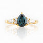 Ariana Mini, a Pear cut London Blue Topaz and Lab Diamond Ring - Victoria's Jewellery