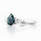 Ariana Mini, a Pear cut London Blue Topaz and Lab Diamond Ring - Victoria's Jewellery