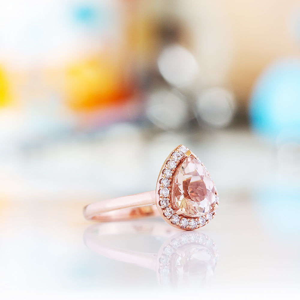 Mirabel, Morganite and Lab Diamond Ring