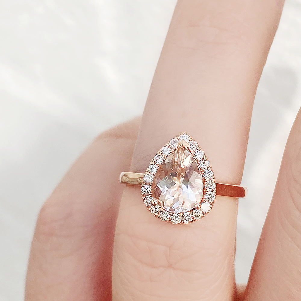 Mirabel, Morganite and Lab Diamond Ring