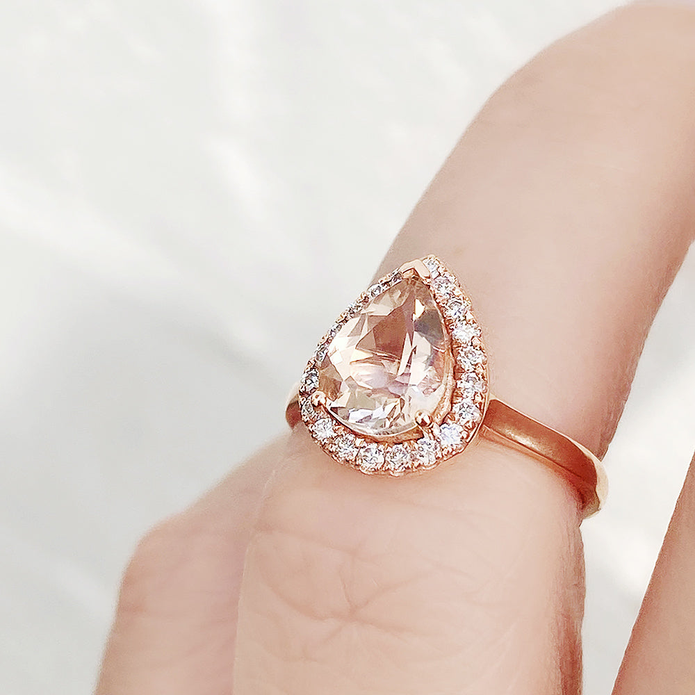 Mirabel, Morganite and Lab Diamond Ring