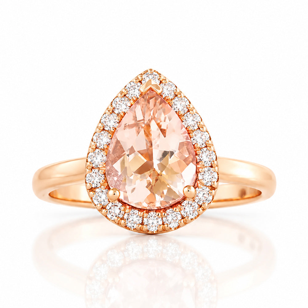 Mirabel, Morganite and Lab Diamond Ring - Victoria's Jewellery