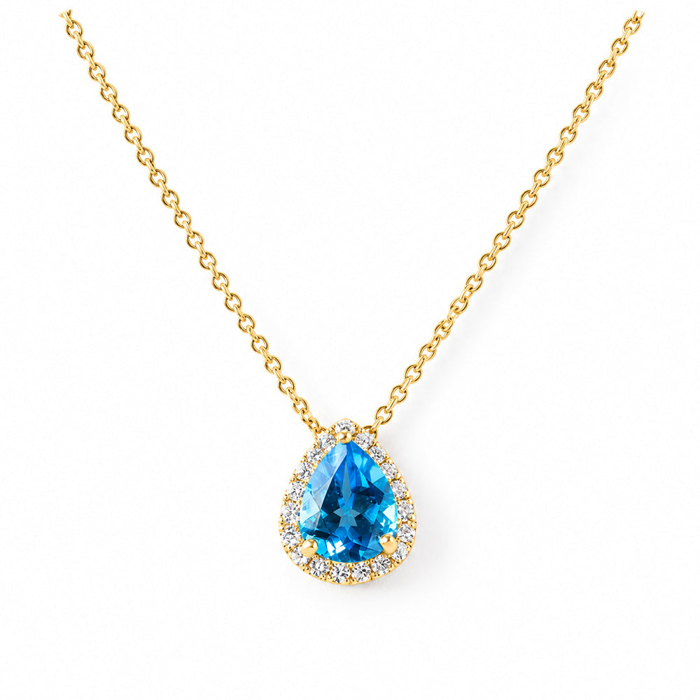 Sage, Swiss Blue Topaz and Diamond Necklace