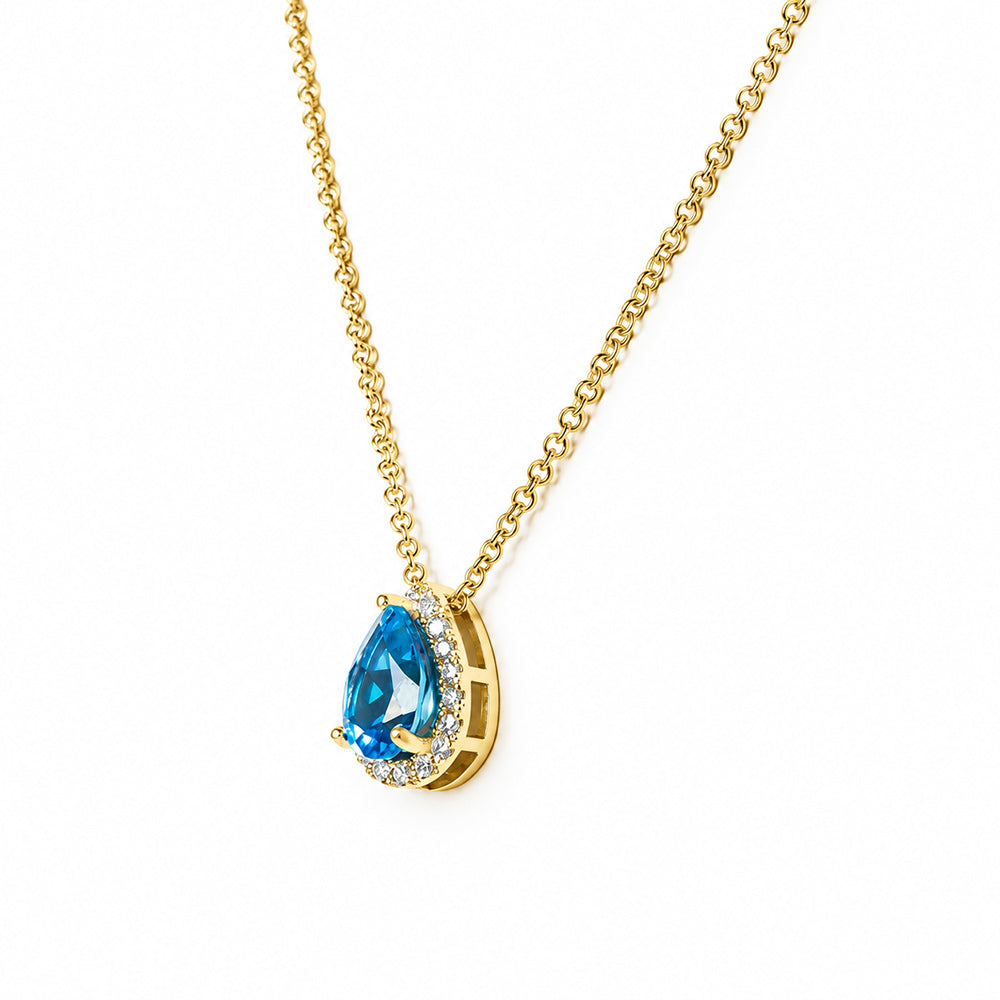 Sage, Swiss Blue Topaz and Diamond Necklace