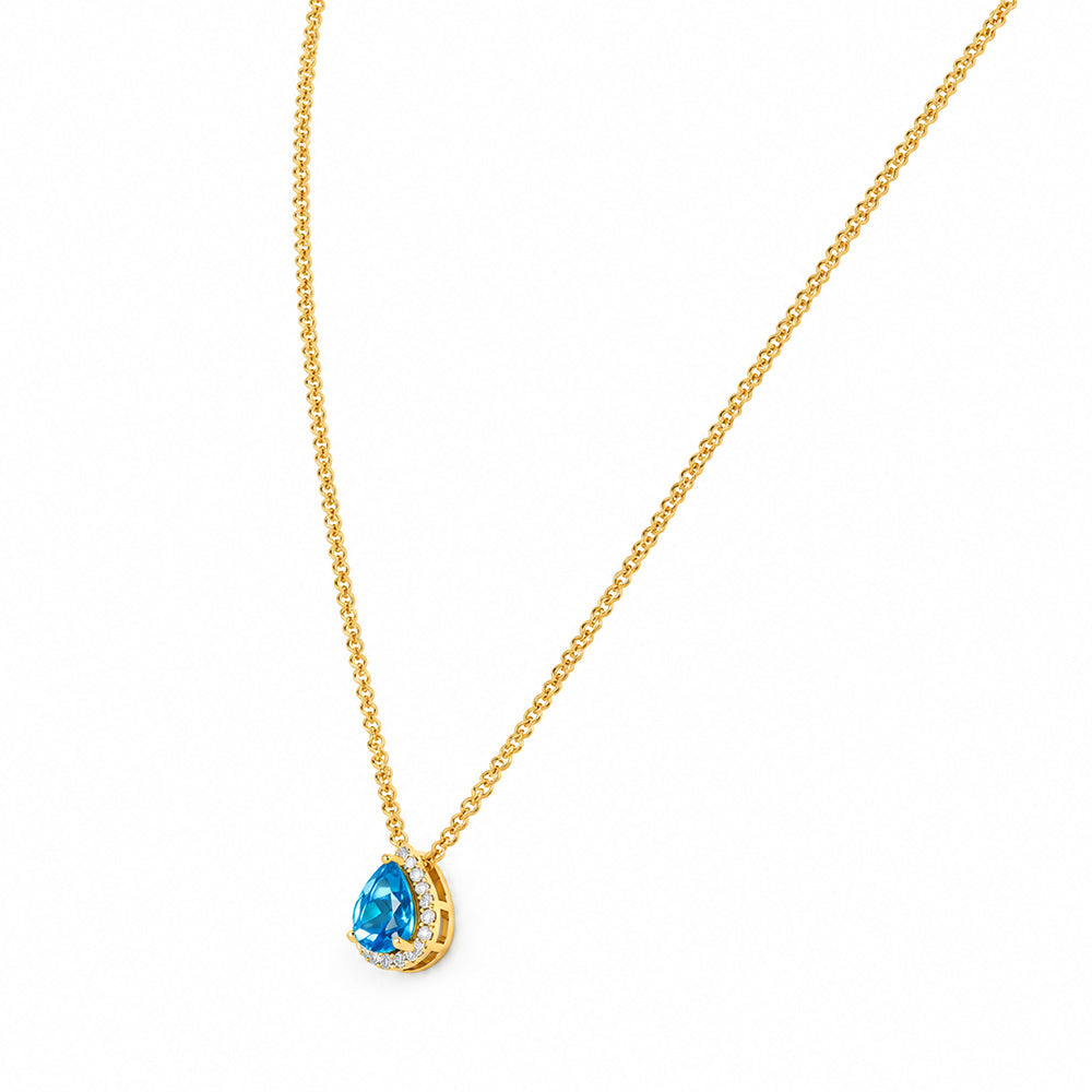 Sage, Swiss Blue Topaz and Diamond Necklace