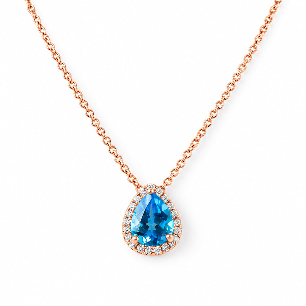 Sage, Swiss Blue Topaz and Diamond Necklace