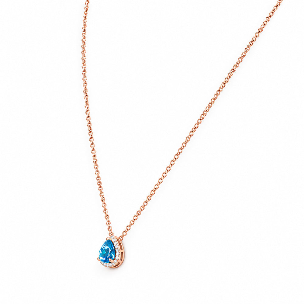 Sage, Swiss Blue Topaz and Diamond Necklace