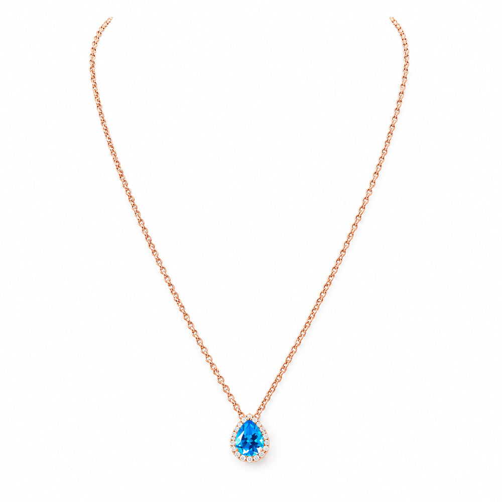 Sage, Swiss Blue Topaz and Diamond Necklace