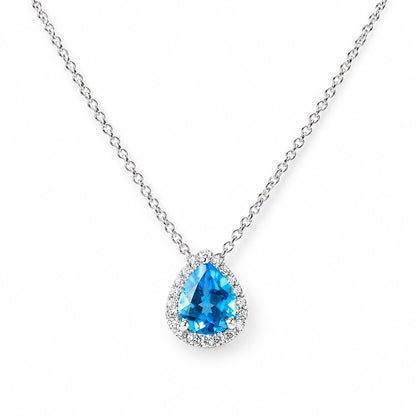 Sage, Swiss Blue Topaz and Diamond Necklace