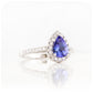 Pear cut Tanzanite and White Diamond Halo Filigree Engagement Ring - Victoria's Jewellery