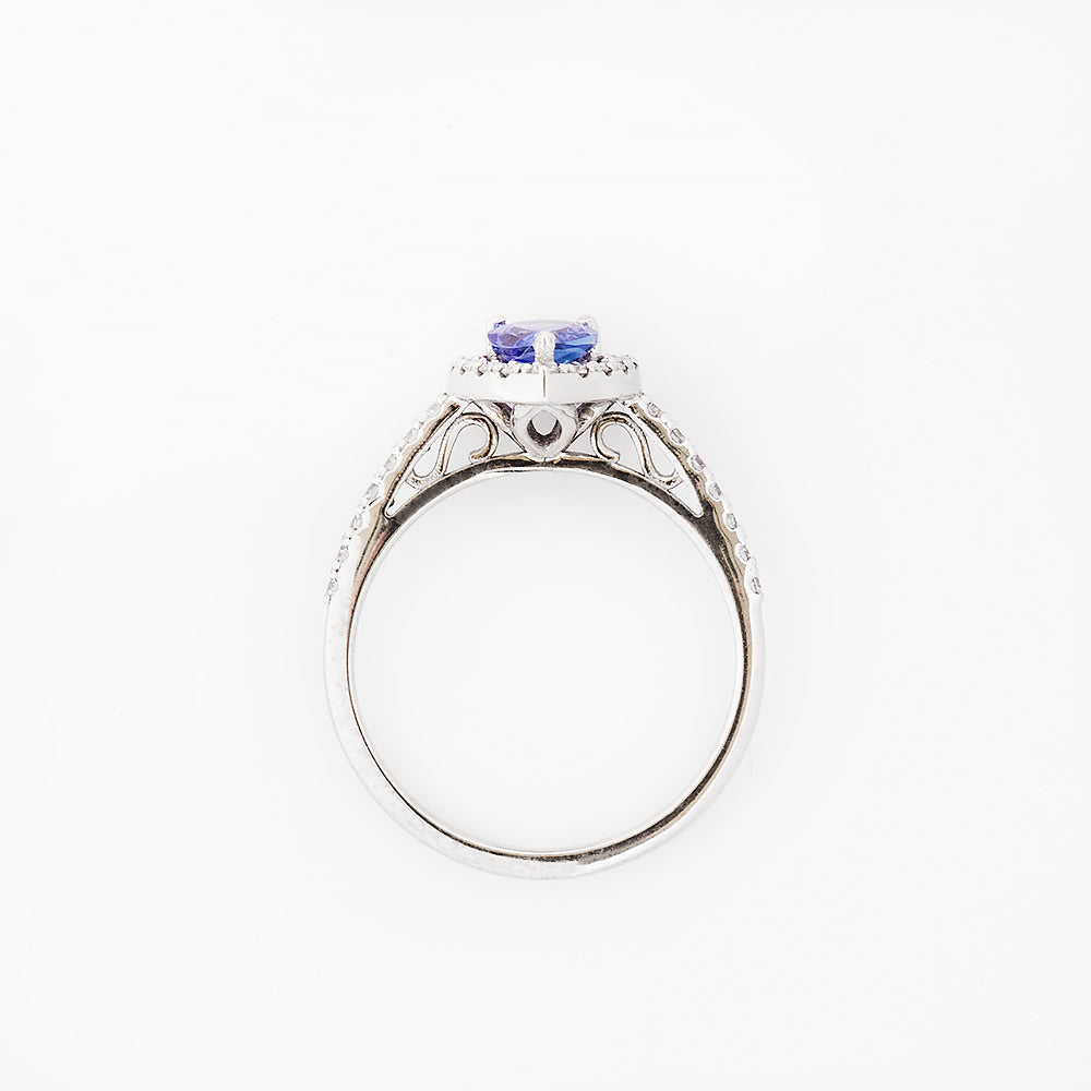 Pear cut Tanzanite and Diamond Engagement Ring - Victoria's Jewellery