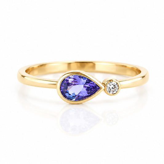 Jade, Tanzanite and Lab Diamond Ring - Victoria's Jewellery