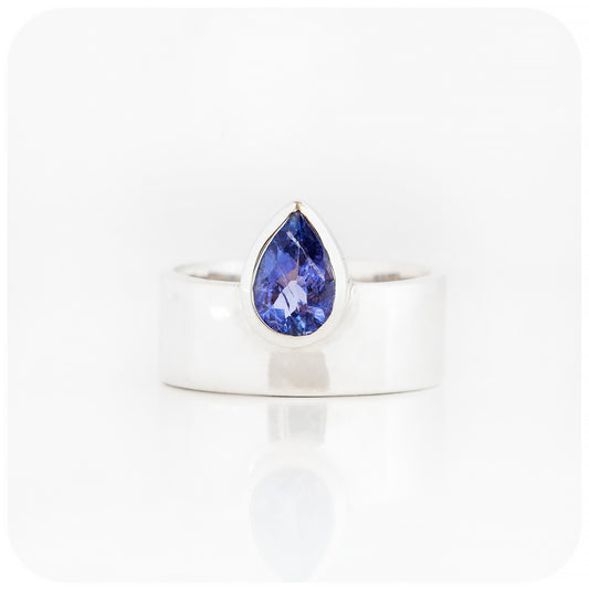 Pear cut Tanzanite Ring in Silver - Victoria's Jewellery