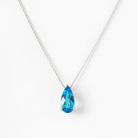 Pear cut Swiss Blue Topaz Necklace