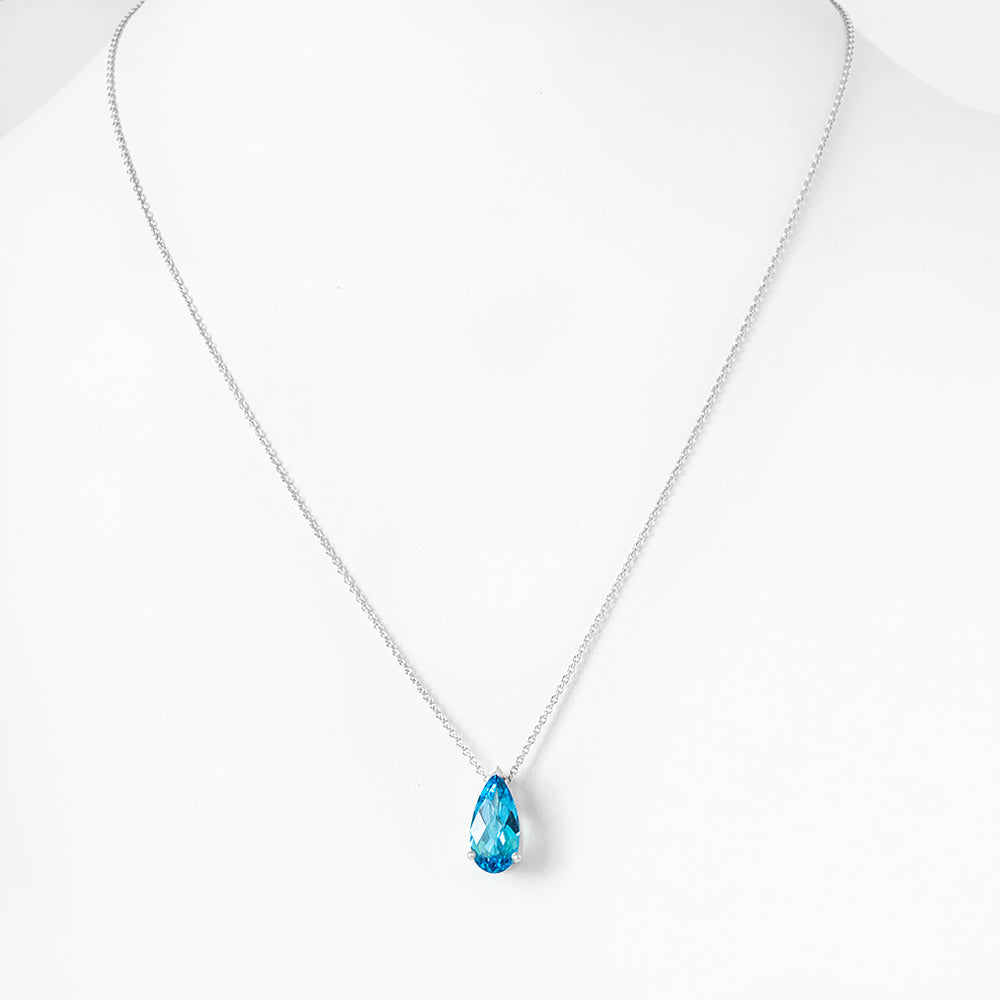 Pear cut Swiss Blue Topaz Necklace