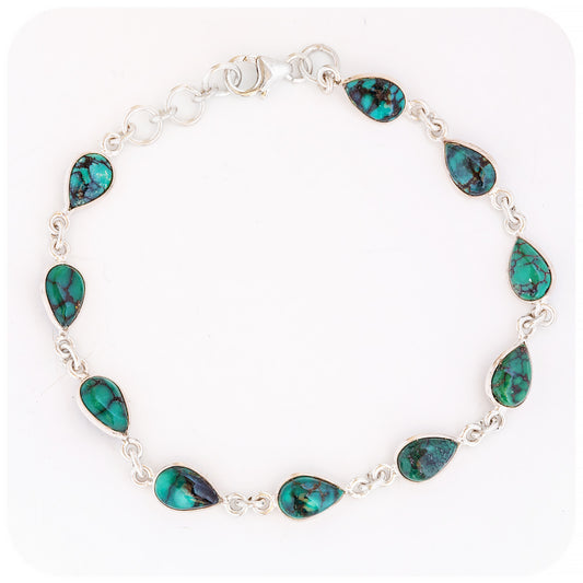 Pear cut cabochon Turquoise Tennis Bracelet - Victoria's Jewellery