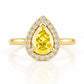 Clara, Yellow Moissanite Halo Ring - Victoria's Jewellery