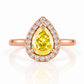 Clara, Yellow Moissanite Halo Ring - Victoria's Jewellery