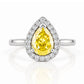 Clara, Yellow Moissanite Halo Ring - Victoria's Jewellery