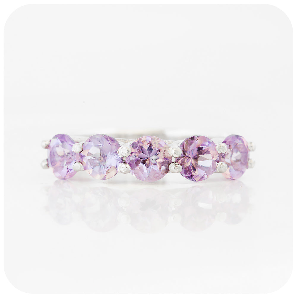 The Amanda, a Pink Amethyst Trellis Ring in Sterling Silver