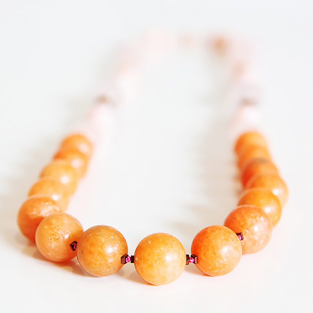 The Pink Opal, Rose Quartz and Orange Calcite Necklace with Gold Details - Victoria's Jewellery