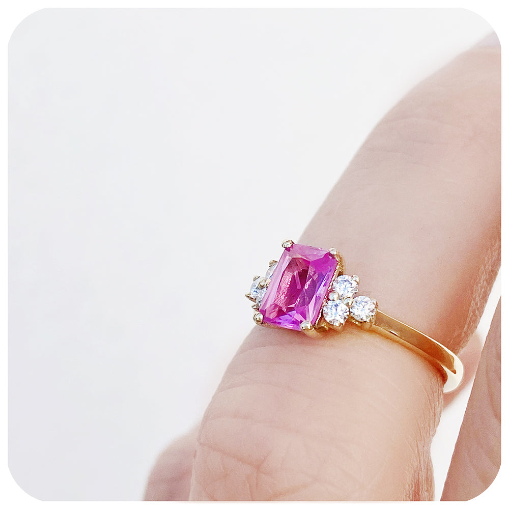 Lab Grown Pink Sapphire and Diamond Engagement Ring - Victoria's Jewellery