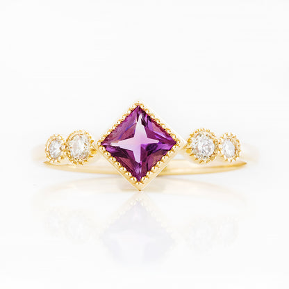 Shay, an Amethyst and Lab Diamond Half Eternity Ring