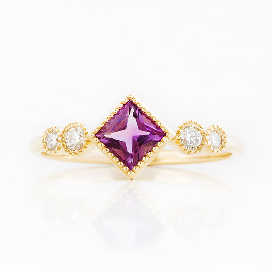 Shay, an Amethyst and Lab Diamond Half Eternity Ring