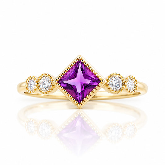 Shay, an Amethyst and Lab Diamond Half Eternity Ring - Victoria's Jewellery