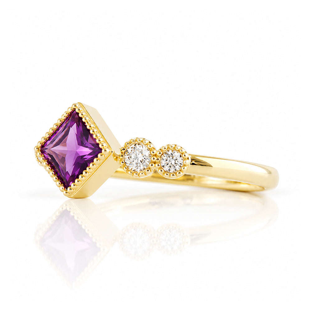 Shay, an Amethyst and Lab Diamond Half Eternity Ring - Victoria's Jewellery