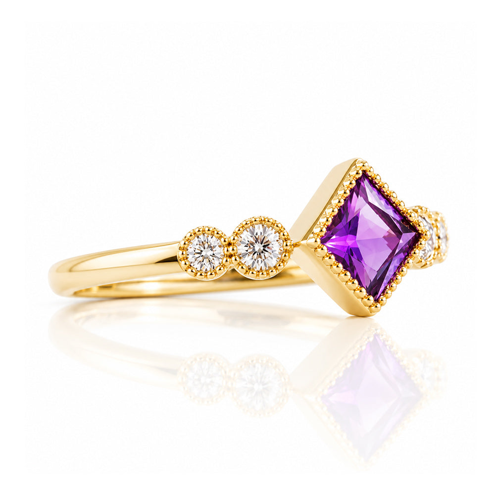 Shay, an Amethyst and Lab Diamond Half Eternity Ring - Victoria's Jewellery